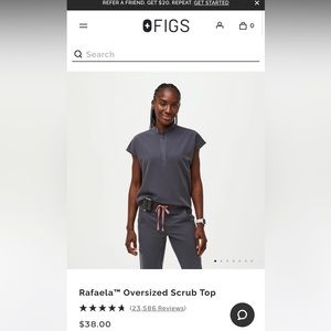 Figs Rafaela Oversized Scrub Top - Charcoal